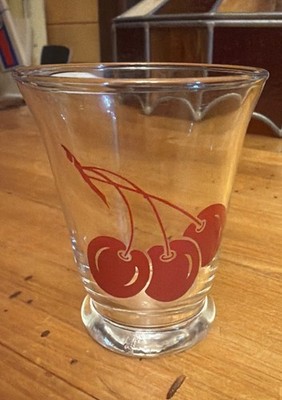 LIBBEY RED CHERRY 3'' JUICE GLASS MCM VINTAGE SWANKY SWIG EUC