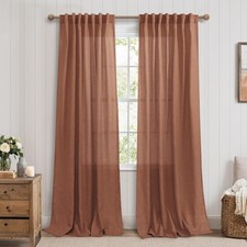 Farmhouse Curtains for Living Room,Terracotta Boho Fall Vintage Earthy Semi S...