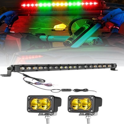 For 24 Polaris XPEDITION ADV NorthStar 20'' Rear LED Chase Light Bar& 3'' Cube Pod