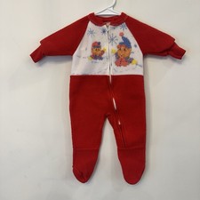 VTG Dr. Dentons Infant Baby Christmas Sleeper Pajama Mouse Bear Snow 6 Mos