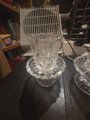 Vintage Partylite Crystal Candle Holders Quilted Pattern Votive 5  X 3.5 