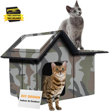 Outdoor Cat House Weatherproof, Large Feral Cat House for Winter, Collapsible Ou