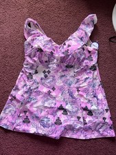 NWT Swimsuits For All, One Piece Size 22W Pink Print Swimdress Multi