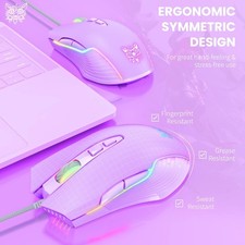 Cute RGB 6400 DPI Wired Gaming Mouse Breathing LED Optical USB 7 Buttons Gamer