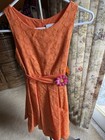 VINTAGE SWEET HEART ROSE ORANGE EMBROIDERED GIRLS SUNDRESS SZ 12 Euc — photo 2