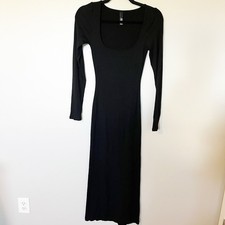 SKIMS Soft Lounge Long Sleeve Dress Onyx black bodycon maxi size small
