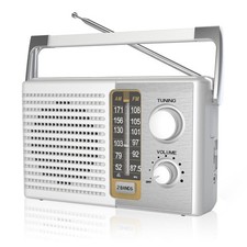 Yewrich AM FM Radio with Best Reception, Portable Battery Operated White
