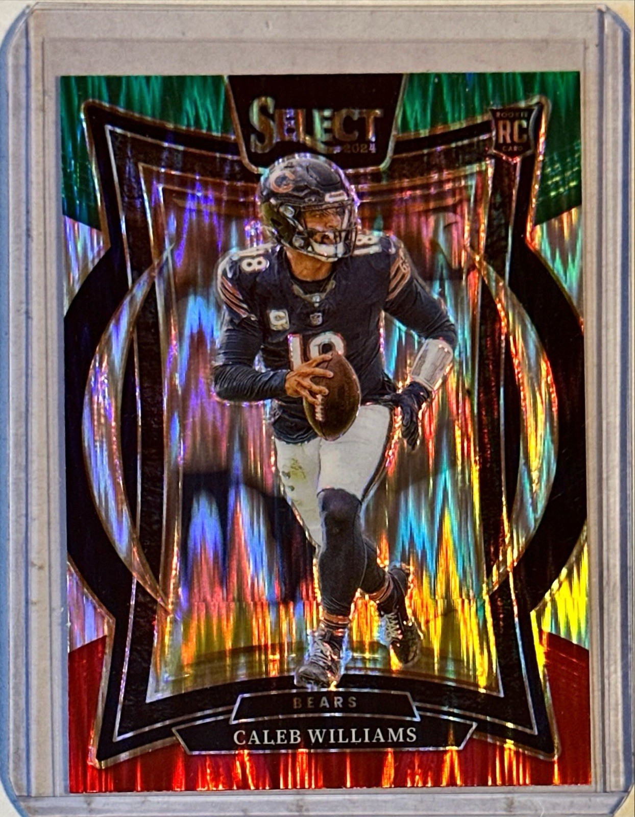 Caleb Williams 2024 Panini Select Concourse Red & Green Shock Prizm RC #25
