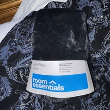Room Essentials Midnight Black Faux Fur Body Pillow Cover 20" x 50" NEW
