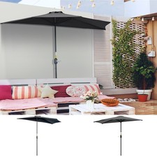 3(m) Half Round Parasol Umbrella Balcony Sun Shade Metal Polyester