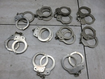 LOT OF 10 Smith & Wesson M-100 Handcuffs Standard Nickel -  NO KEYS