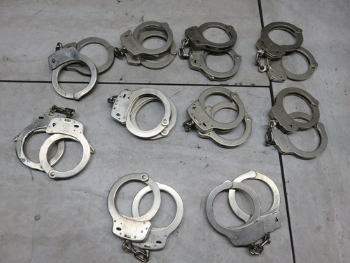 LOT OF 10 Smith & Wesson M-100 Handcuffs Standard Nickel -  NO KEYS