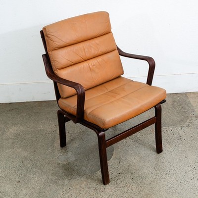 Mid Century Danish Modern Lounge Chair Armchair Brown Leather G Mobel Mcm Sweden