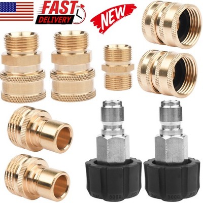 9Pc Pressure Washer Adapter Set Quick Disconnect Kit M22 Swivel to 3/8'' Connect