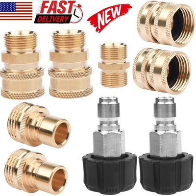 #ad #ad 9Pc Pressure Washer Adapter Set Quick Disconnect Kit M22 Swivel to 3 8#x27;#x27; Connect $18.59