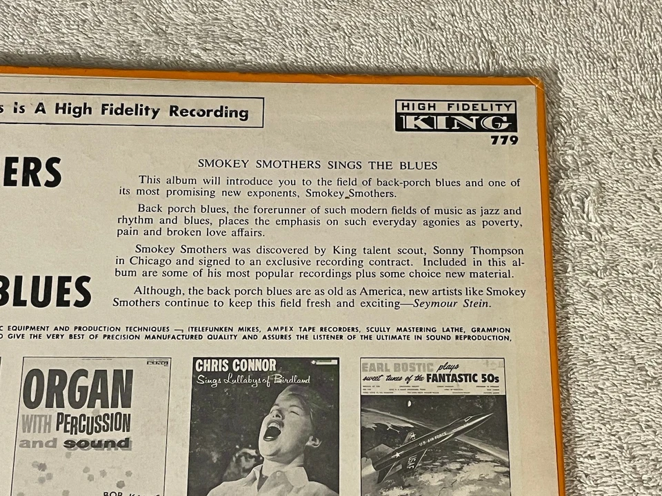 SMOKEY SMOTHERS: "Sings The Backporch Blues": 1st KING MONO 1962 LP: DEEP GROOVE - Image 4 of 4
