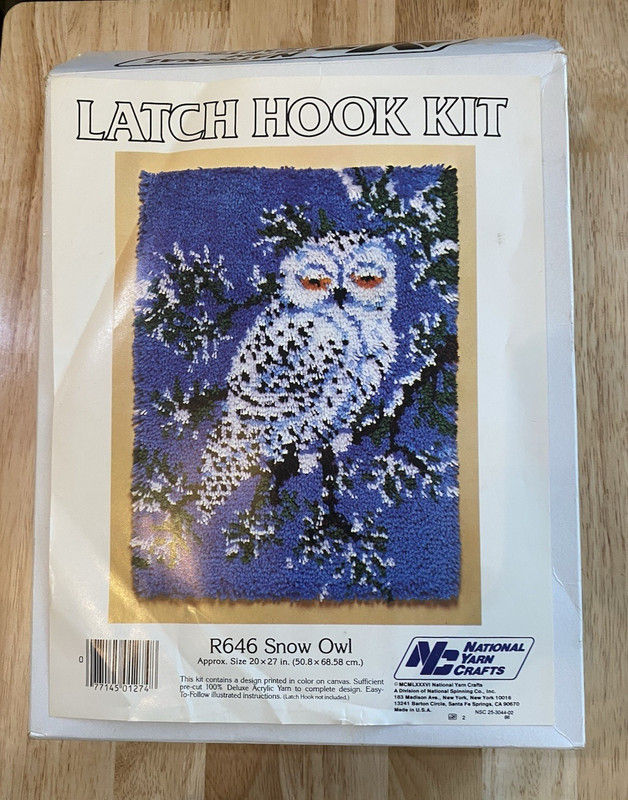National Yarn Crafts Latch Hook Kit R646 Snow Owl
