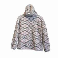 Eddie Bauer Kids Sherpa Fleece Hoodie Jacket Pink Gray White M 10/12