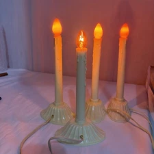 Vintage Christmas Candoilers 4Window Single Plastic Wax Drip Candle W/Red Bulbs!