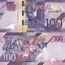 Kenya 100 Shillings 2019 P 53 UNC , Cereal, agriculture, livestock , ISSUED NOTE