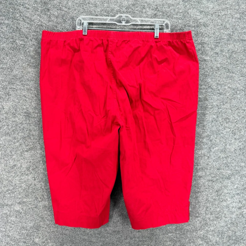 Pantalones Cortos Hanes Mujer 4X Plus Rojo Tiro Alto Skimmer Pull On Algodón Bolsillos Foto 2 de 4