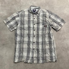 Dickies Work Shirt Mens Large Plaid Check Short Sleeve Workwear Button Up, Grey