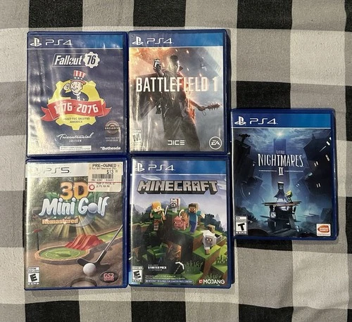 PS4 PS5 Game Lot of 5 Minecraft Little Nightmare Fallout Battlefield Tested READ