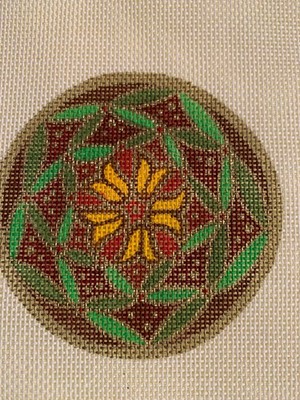 Vintage LIZ GOODRICK-DILLON Hand Painted Needlepoint Canvas - Mandala signed