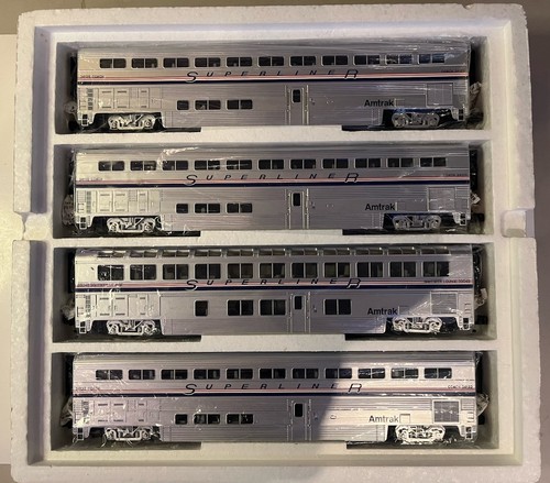 MTH Premier 20-6537 Amtrak Superliner II Phase IV 5-Stripe 4-Car Set | eBay