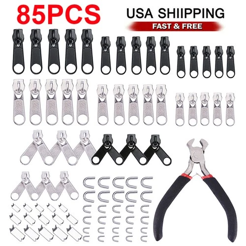 85Pcs Fix Zipper Zip Slider Repair Instant DIY Kit Removable Rescue Replacement - product listing photo