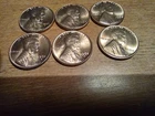 SIX , AU WHEAT Cents. 1951-D, 1953, 1954-S 1956-D, 1957 Plain and 1958-P