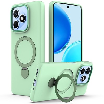 For Honor X5c Plus 4G Magnetic Soft Liquid Silicone Ring Holder Stand Cover Case