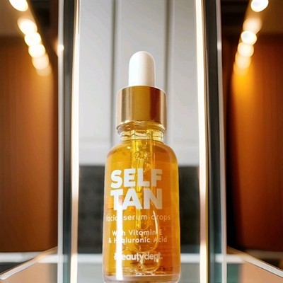TANN LOADING SELF TAN FACIAL SERUM  DROPS GOLD BRONZE GLOW  WITH VITAMIN  E 