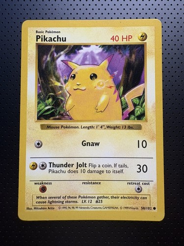 Pikachu SHADOWLESS Base Set 58/102 Pokemon Card - MP