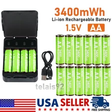 4-16 PCS 1.5V Rechargeable AA Lithium-ion Batteries 3400mWh Optional Charger