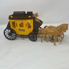 Vintage Wells Fargo Plastic Stagecoach Western Horse Drawn Wagon Plastic Toy