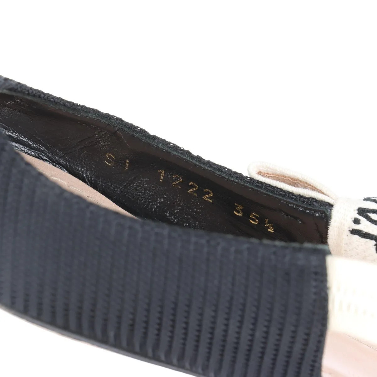 Christian Dior J'ADIOR Leather x fabric Flat Pumps 35.5 Ladies' Black x ivory SI thumbnail 19