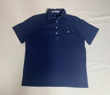 Criquet 100% Organic Cotton Polo Shirt Navy Blue Men's Large L Short Sleeve