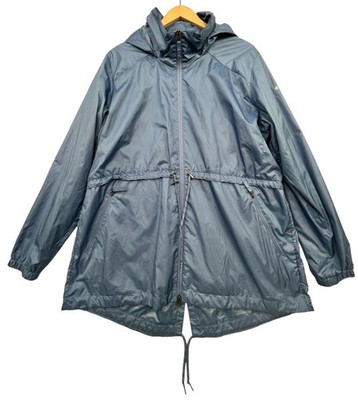 Columbia Womens Hooded Long Windbreaker Jacket Blue Outdoors Hiking Full Zip