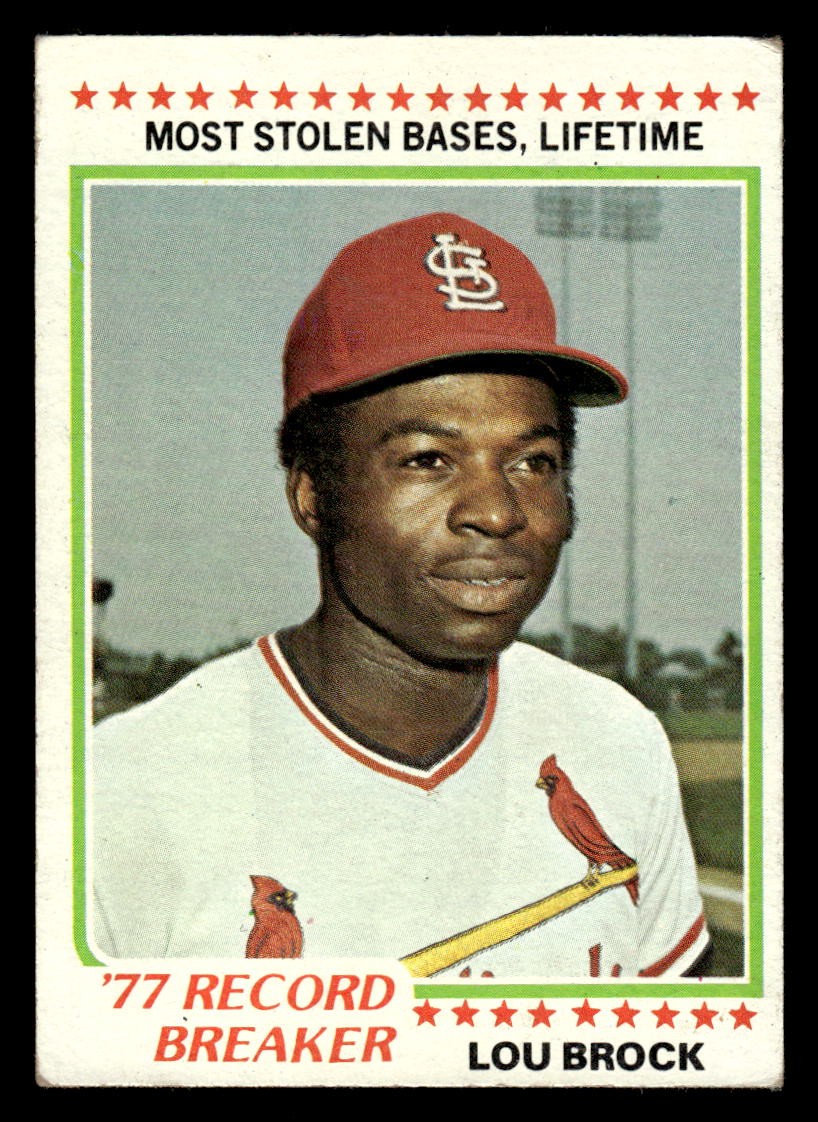 1978 Topps #1 Lou Brock 1977 Record Breaker