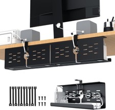 16 in Under Desk Cable Management Tray, Metal Cord Organizer, 2 Pack  No Drill
