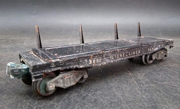 Coche de troncos de volteo vintage Lionel 3451 diecast calibre O - sin troncos