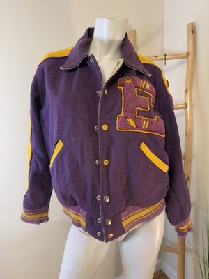 Varsity Jacket  E  Vintage 1950 s Purple Yellow Reversible Men s Small/Med 