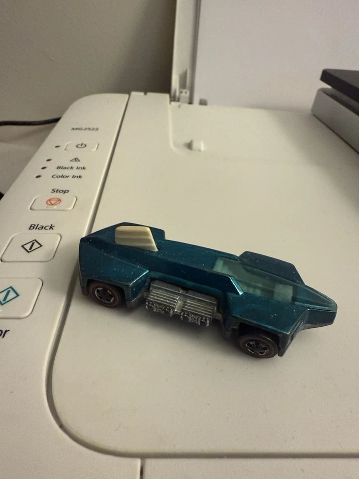 1970 Hot Wheels Redline What 4 - Aqua Teal Red Line Hong Kong - Blue Glass - Image 2 of 4