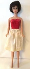 Vintage 1962 Mattel Midge Barbie Doll Brunette Bubble Cut Tagged Dress Nice