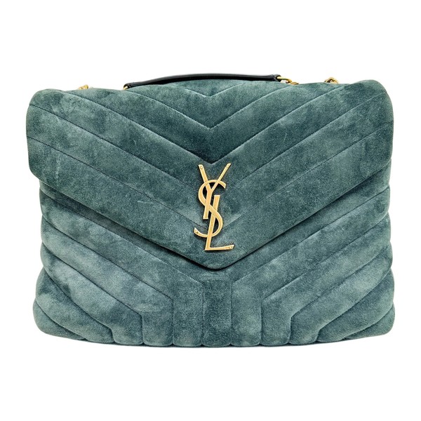 SAINT LAURENT Loulou Green Suede Shoulder Bag