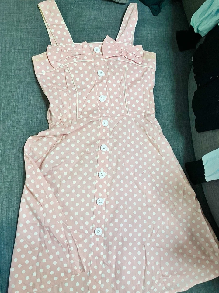 Dangerfield Hell Bunny Lot Summer Foxes Size 8 Pink Blue Dress Skirt Vintage  - image 4 of 4