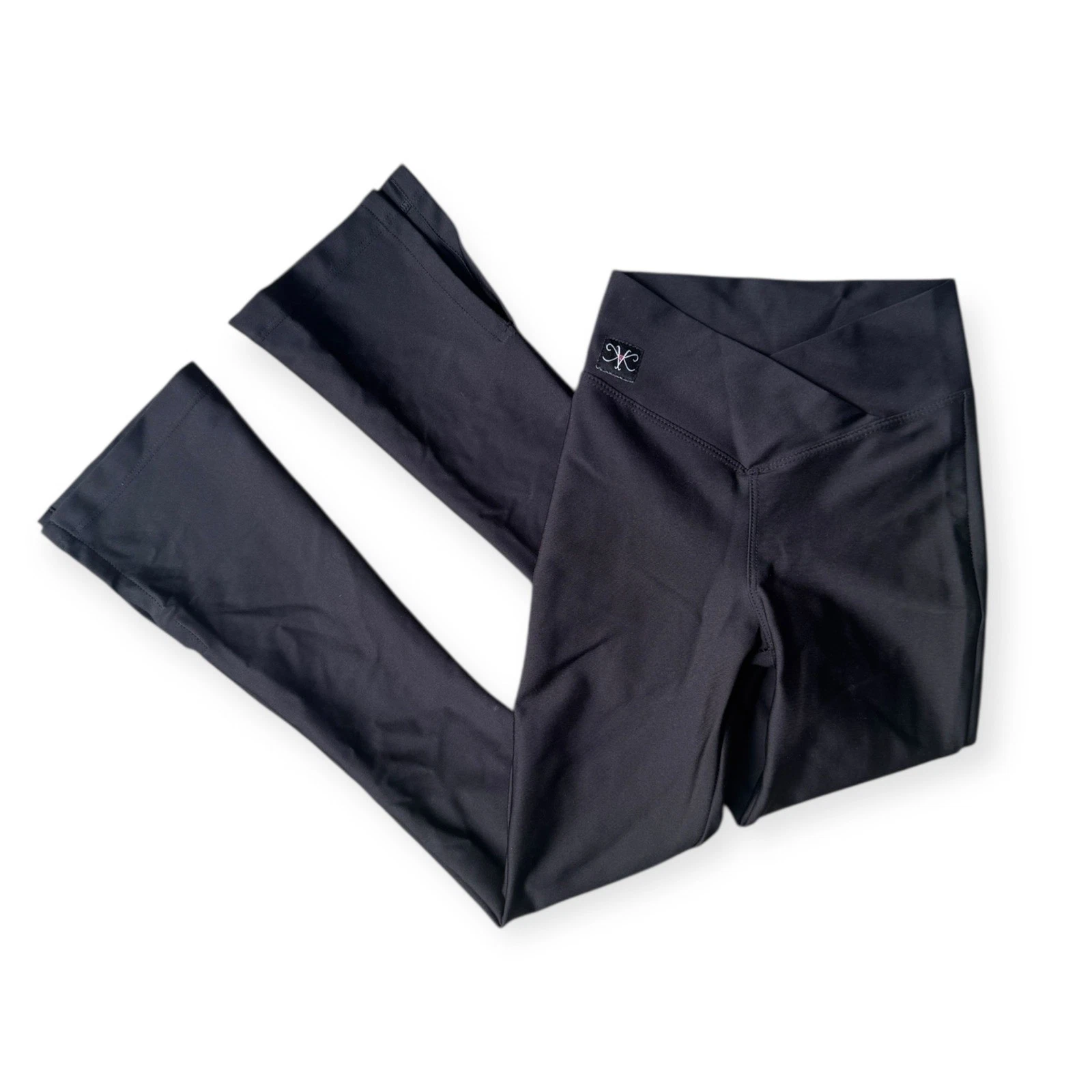 Kandi Kouture Black Flare Leggings Split Hem Kids Size 5 6