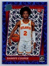 2021-22 Panini Donruss Optic #158 Sharife Cooper RC Blue Lazer Prizm RR Hawks