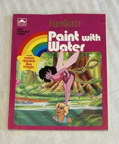 Vintage Fern Gully The Last Rainforest Paint with Water Activity Book - New